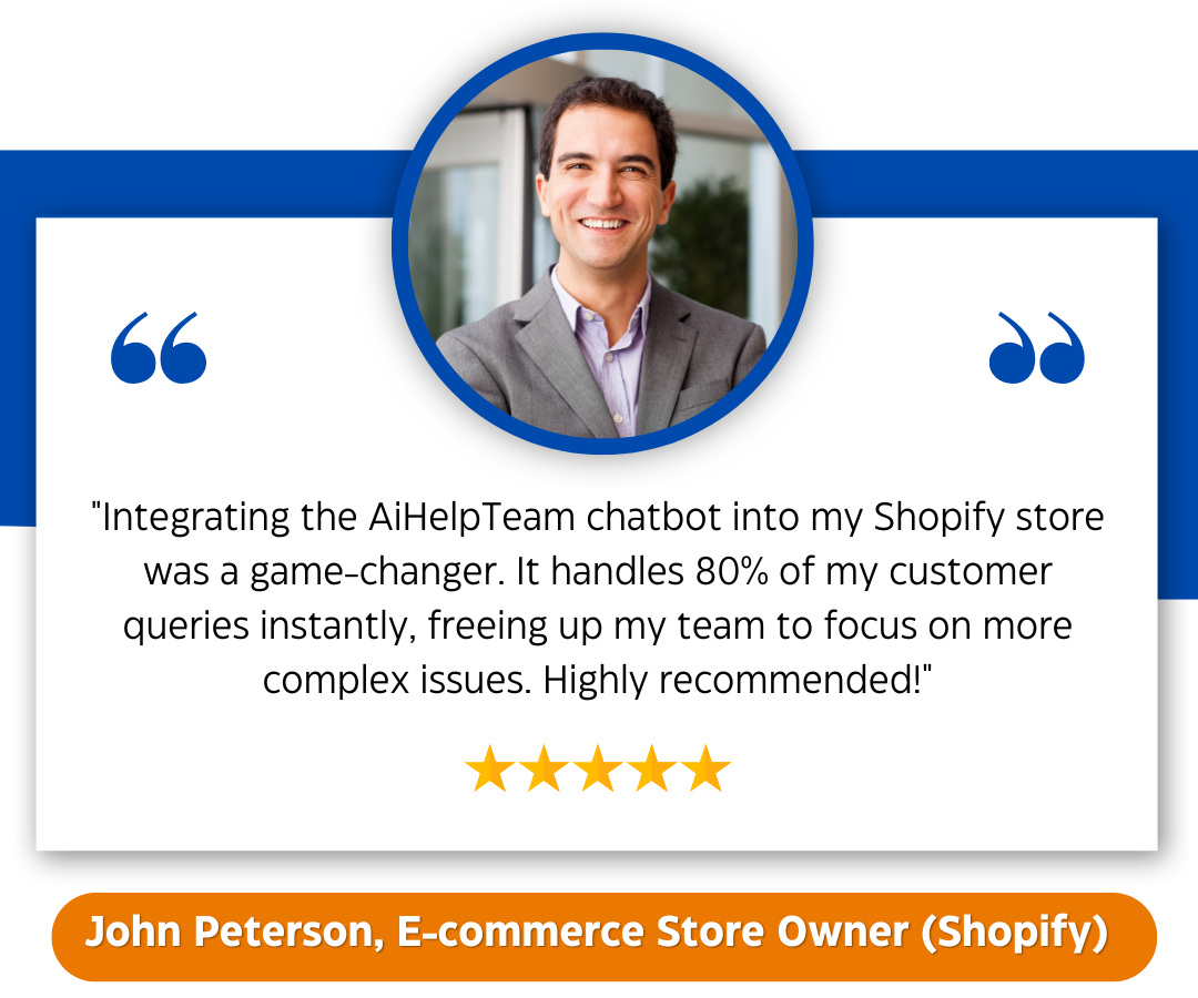 Customer testimonial on the reliability of AIHelpTeam’s chatbot, offering support at any time and place